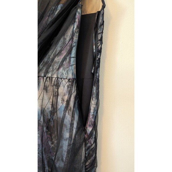 Tadashi Shoji Black and Blue Sheer Midi Dress - Picture 4 of 6